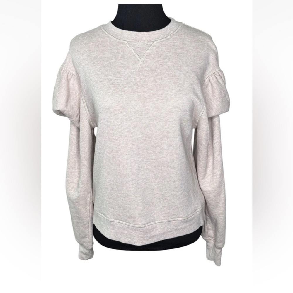 Ulla Johnson Pilar Pullover Oatmeal Small S Sweatshirt Top Puff Sleeve Terry